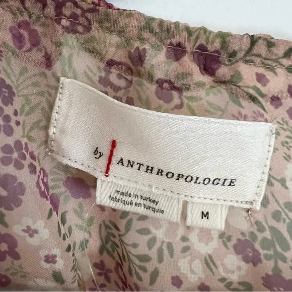 NWT New Anthropologie Floral Puff Sleeve Ruffle Boho Cottagecore Blouse Top M - Picture 5 of 8